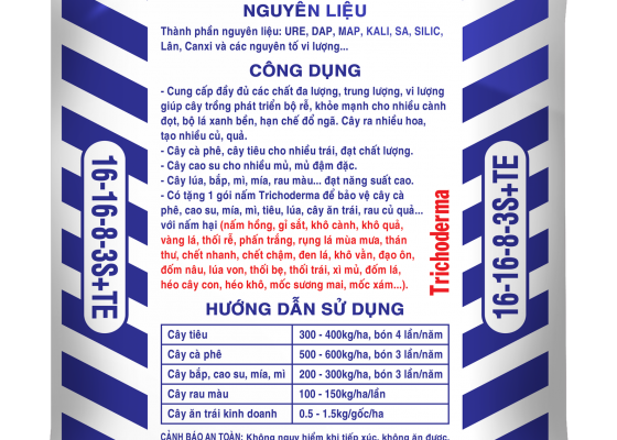 PHÂN BÓN NPK 16-16-8-3S+TE